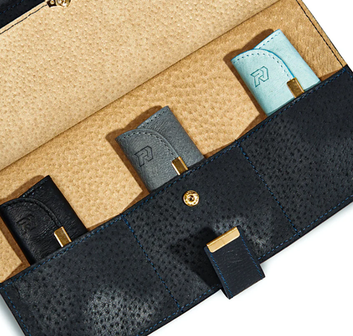 Autodromo Autostrata Key Folio Organizer Black Pig Leather Handmade Italy In Box - Foto 2 di 6