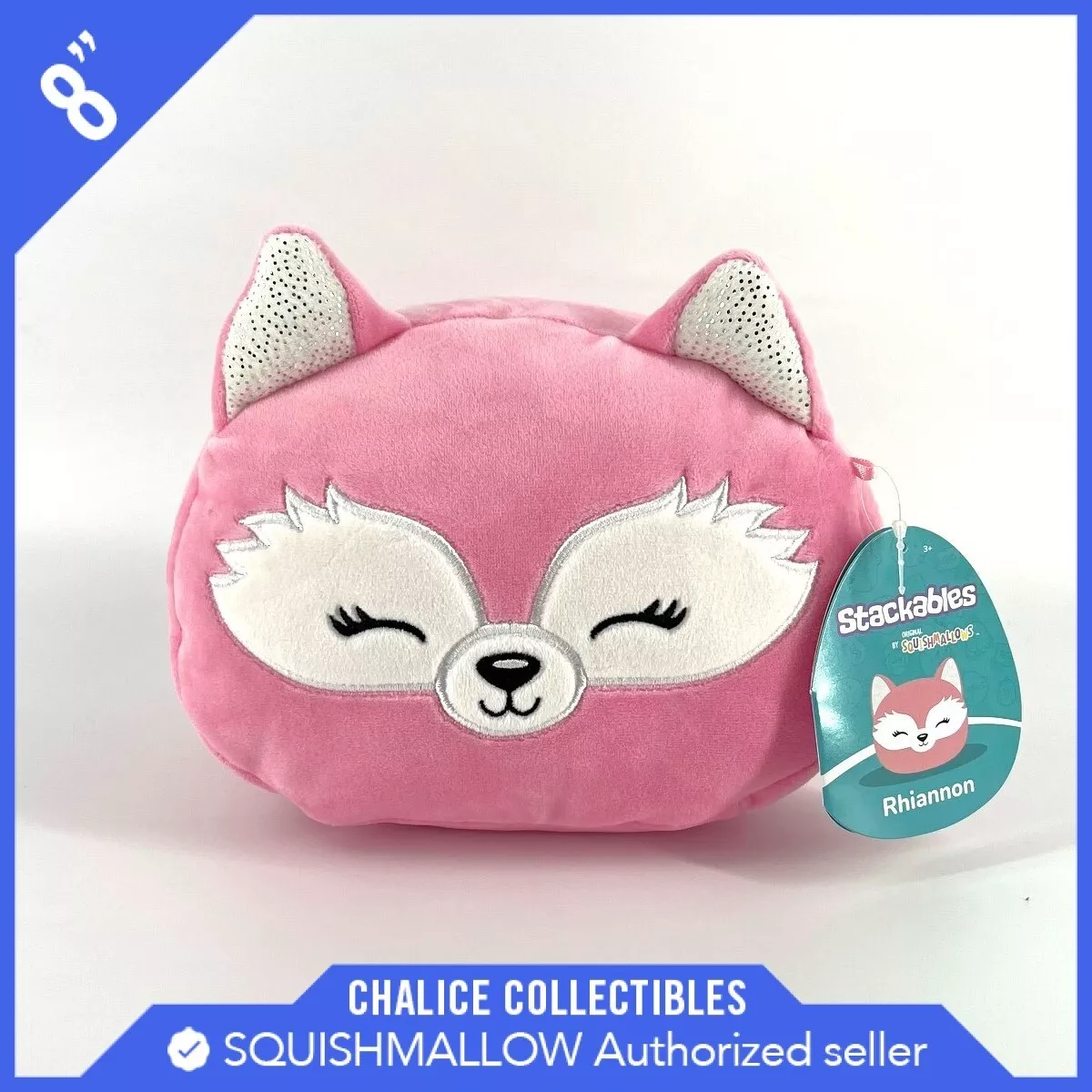 Squishmallows Official Kellytoy Plush 7.5 inch Pink And Blue Fox