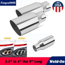Stainless Steel Exhaust Tip 2.5 Inlet 4 Outlet 9 Long Polished Universal-fit