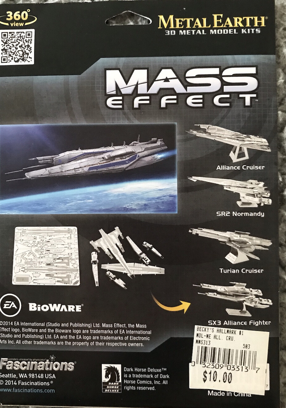 Fascinations Metal Earth MASS EFFECT #MMS313 ALLIANCE CRUISER 3D Model - NEW