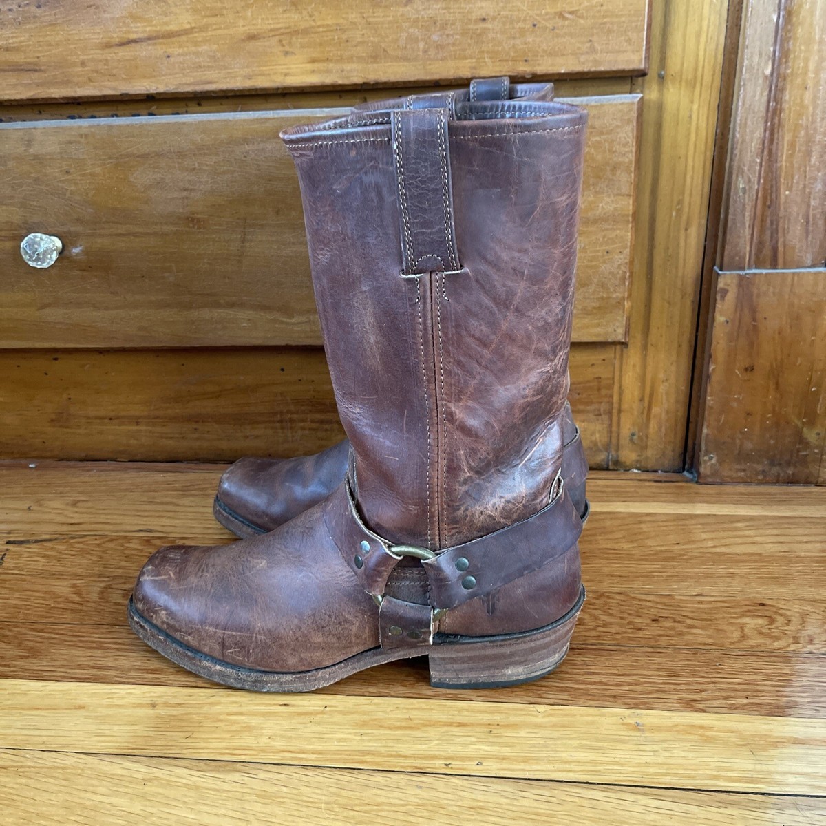 Frye 87300 12R Brown Leather Harness Motorcycle Riding Engineer