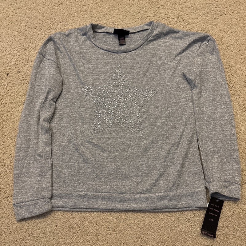 DREAM STAR New Teen Girl Large 14 Long Sleeve Gray Pull Over Big Silver Star NWT