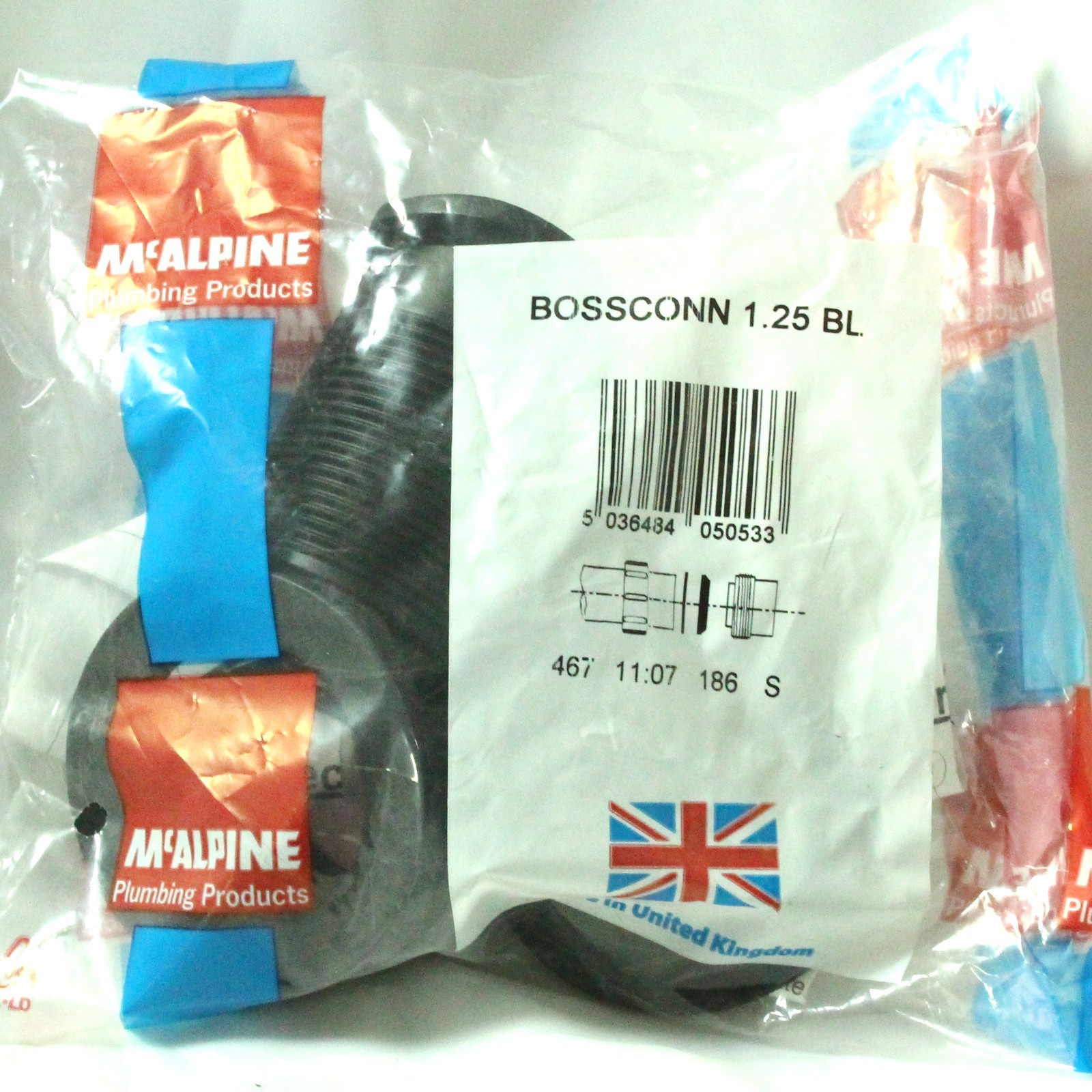 McAlpine BOSSCONN-1.25BL Mechanical Soil Black Boss Connector For Pipe 1.25''