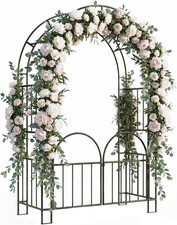 7Ft Garden Arbor - Metal Garden Arch Trellis for Climbing Plants, Wide Sturdy Tr