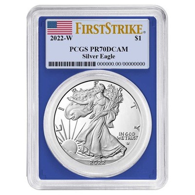 2022-W Proof $1 American Silver Eagle PCGS PR70DCAM FS Flag Label Blue Frame
