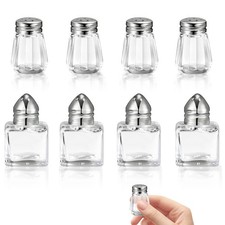 6 Pack Glass Spice Jars, 4 Circular 4 Square, 10ml 15ml, Silver Caps