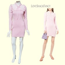 LOVESHACKFANCY NEW Romantic BELLINI Pink Lace Ruffled Mini Dress XS