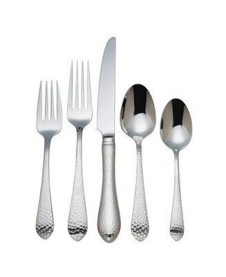 Reed and Barton Hammered Antique Like 5 Pieces Flatware Place Setting Set - Silv