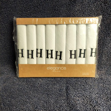 Retreez 8 Pc Pure Cotton Initial "H" Monogrammed Men's Handkerchiefs Gift Set