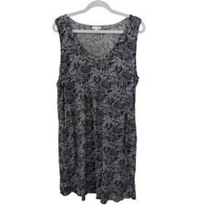 J. Jill Women's Dress Sleeveless Gray Blue Paisley V-Neck Lightweight Rayon XL