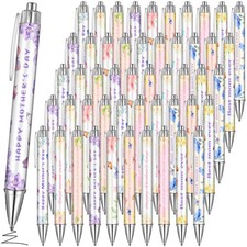 150 Pcs Mothers Day Pen Bulk for Women Flower Retractable Black Ballpoint Pen...