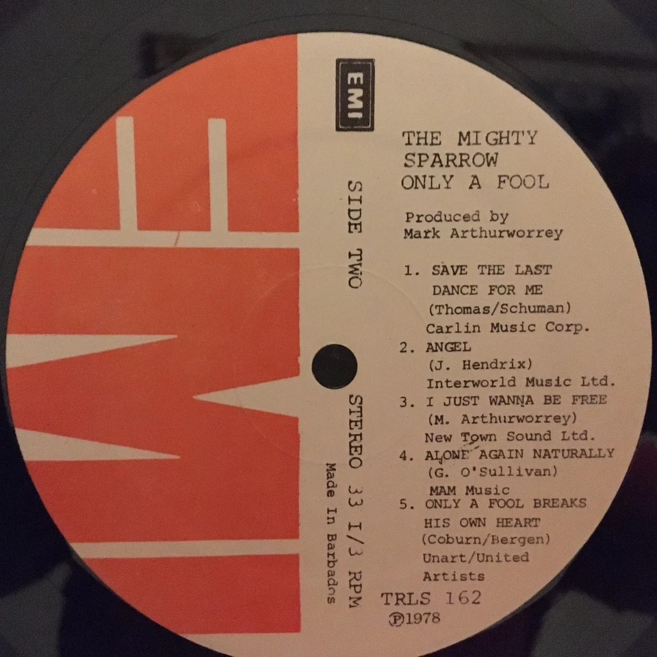 Mighty Sparrow  LP  - Only A Fool - 1978 - TRLS 162 - Image 4 of 4