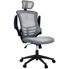 Techni Mobili Executive High Back Office Chair w/ Headrest in Silver Gray Fabric