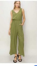 Double Zero Medium Olive Green Jumpsuit With Cinched Waist