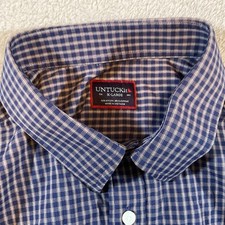 Untuckit Shirt Mens XL Check Performance Stretch Button Up Short Sleeve