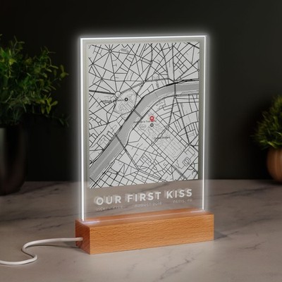 Where We First Met Personalisierter Kartendruck der Stadt Individuelles LED-Plakette Schild