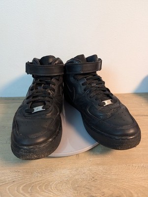 Nike Air Force 1 Mid Shoes Mens Size 12 Triple Black Leather Strap 315123-001