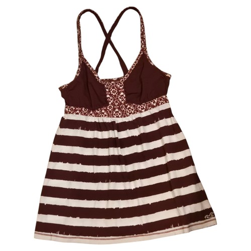 Vintage Hollister Women's Burgundy Empire Babydoll Tank Top Size XS
