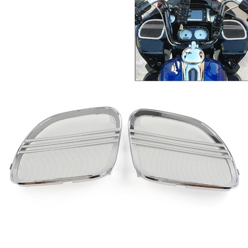 Chrome Tri-Line Speaker Grills Cover Trim Fit For Harley Road Glide 2015-2022