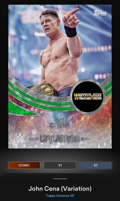 John Cena (Variation) - Green Electric 125cc Iconic - Topps Slam WWE Universe 25