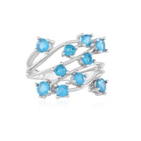 Cavill Ring Apatit 925 Sterling Silber Platin Verstellbar Blau Echtschmuck
