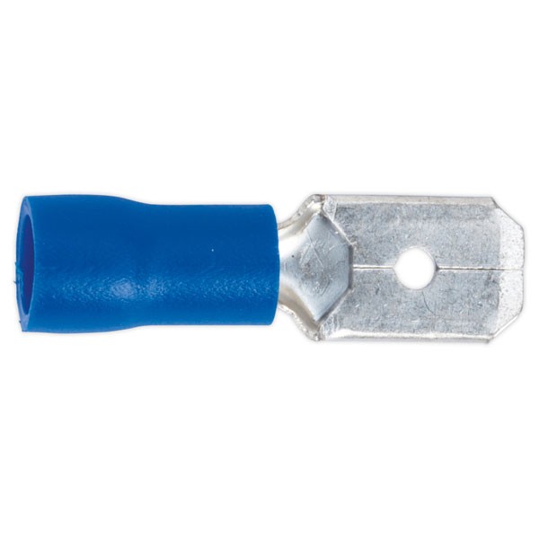 Sealey Push-On Terminal 6.3mm Male Blue Pack of 100
