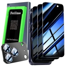  Auto-Dust-Install 3 Pack Privacy Screen Protector for iPhone 17 Pro 6.3 INCH