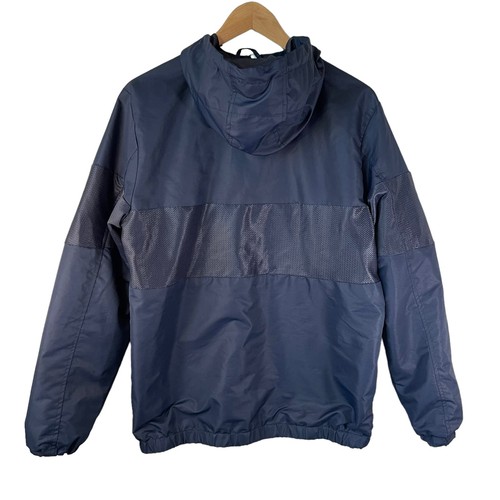 RARE MEMBERS ONLY Men's Half Zip Spell Out Hooded Pullover Jacket Blue Small - Picture 2 of 8