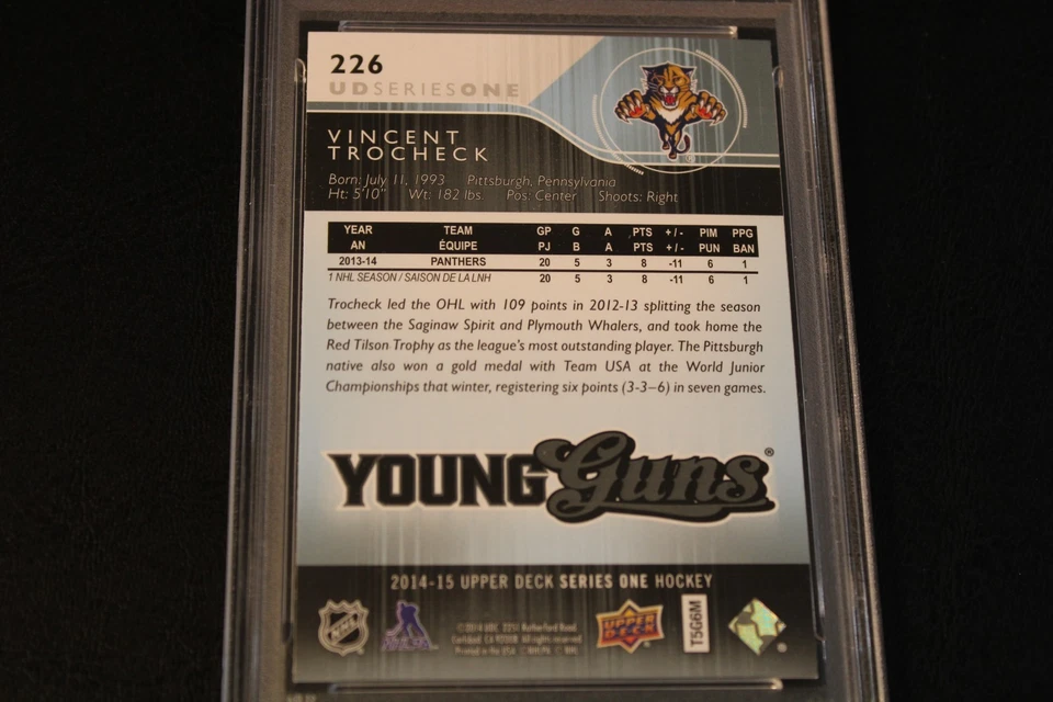 2014 Upper Deck - Young Guns - Vincent Trocheck - Card # 226 - PSA MINT 9 - Image 4 of 4