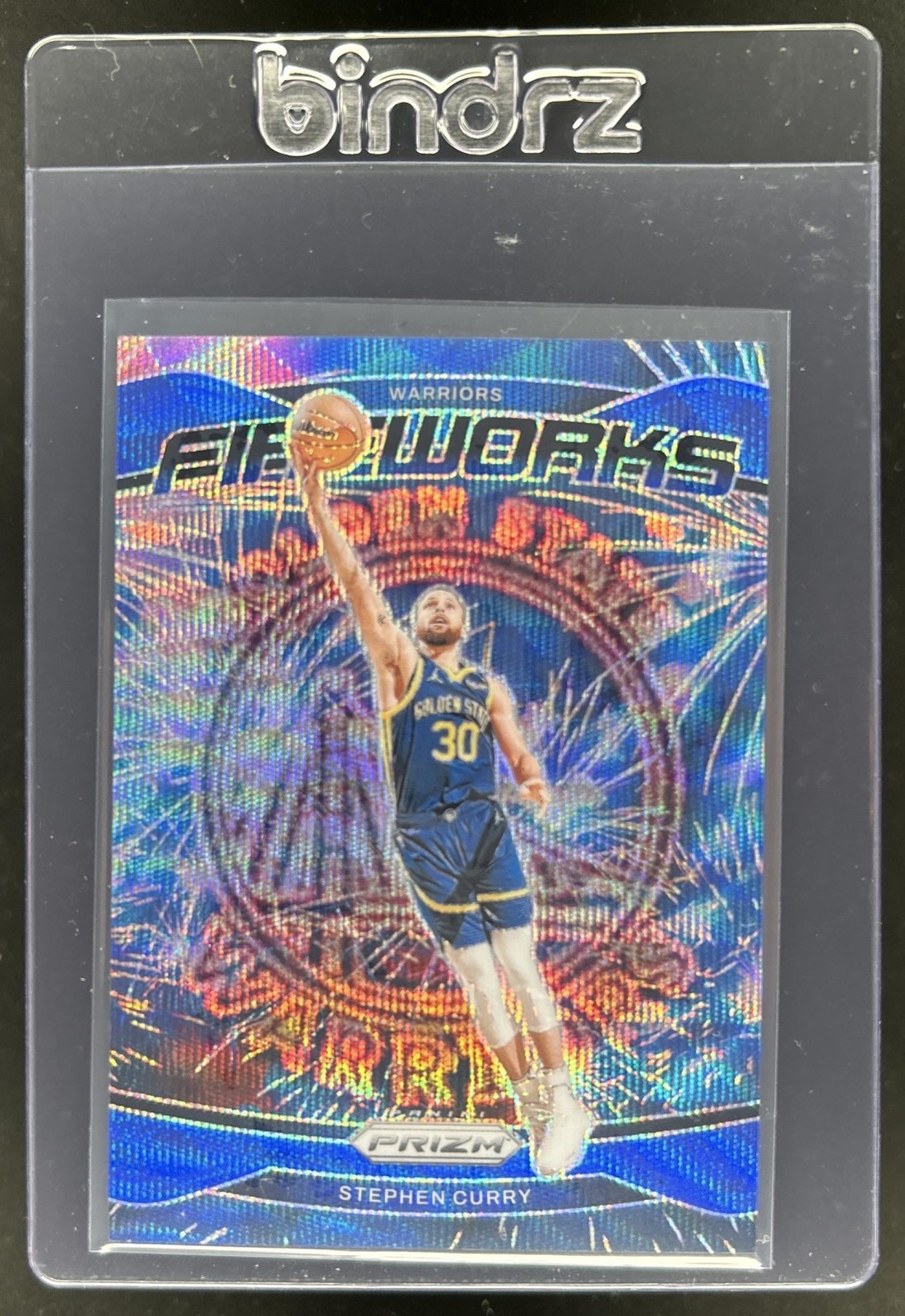2024-25 Panini Prizm Stephen Curry Fireworks Blue Wave #/175 Warriors