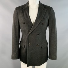 GIORGIO ARMANI Size 38 Grey Viscose Blend Double Breasted Peak Lapel Jacket