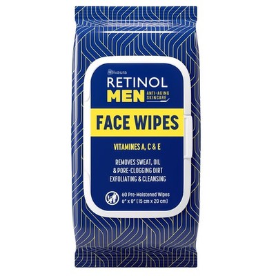 Retinol Men Facial Wipes Anti-Aging Cleansing Towelettes Quickly cleanse face