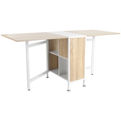 Drop Leaf Dining Table Large Folding Desk Space Saving Kitchen Storage Breakfast