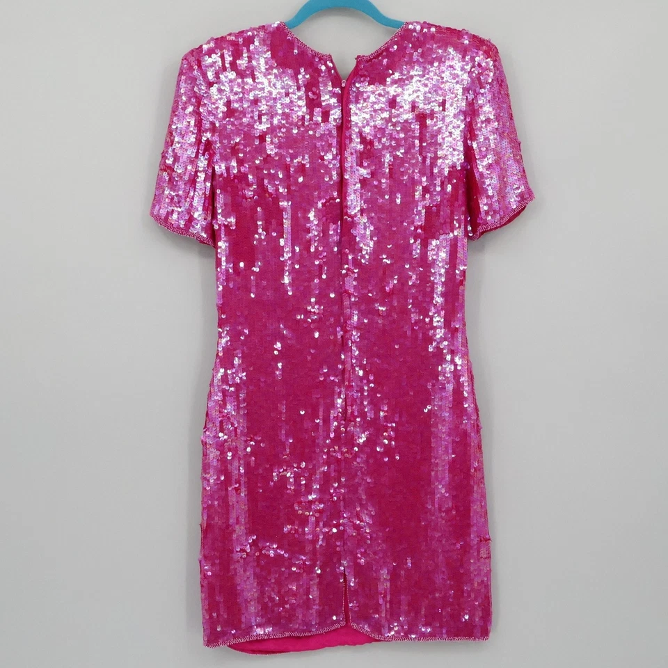 Vintage Scarlet Rage 80's Silk Sequin Dress Womens S Pink Party Cocktail Event - Image 3 of 4