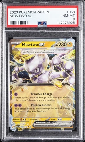 2023 POKEMON PAR EN-PARADOX RIFT #058 MEWTWO EX PSA 8
