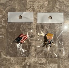 EXCLUSIVE President Donald J. Trump  Happy Pin  w/    Flag, READY TO SHIP 