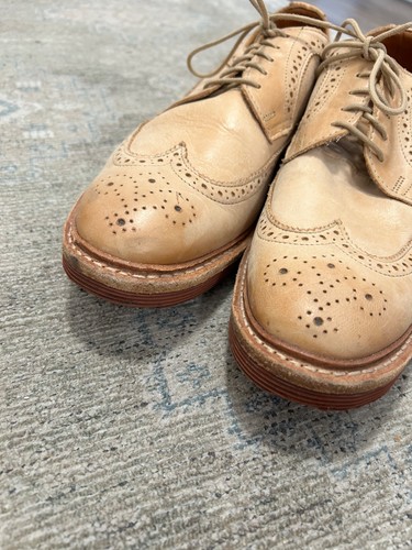 Allen Edmonds Shannon Drive beige gegerbtes Leder Langboot Budapester Schuhe 11D - Bild 2 von 10