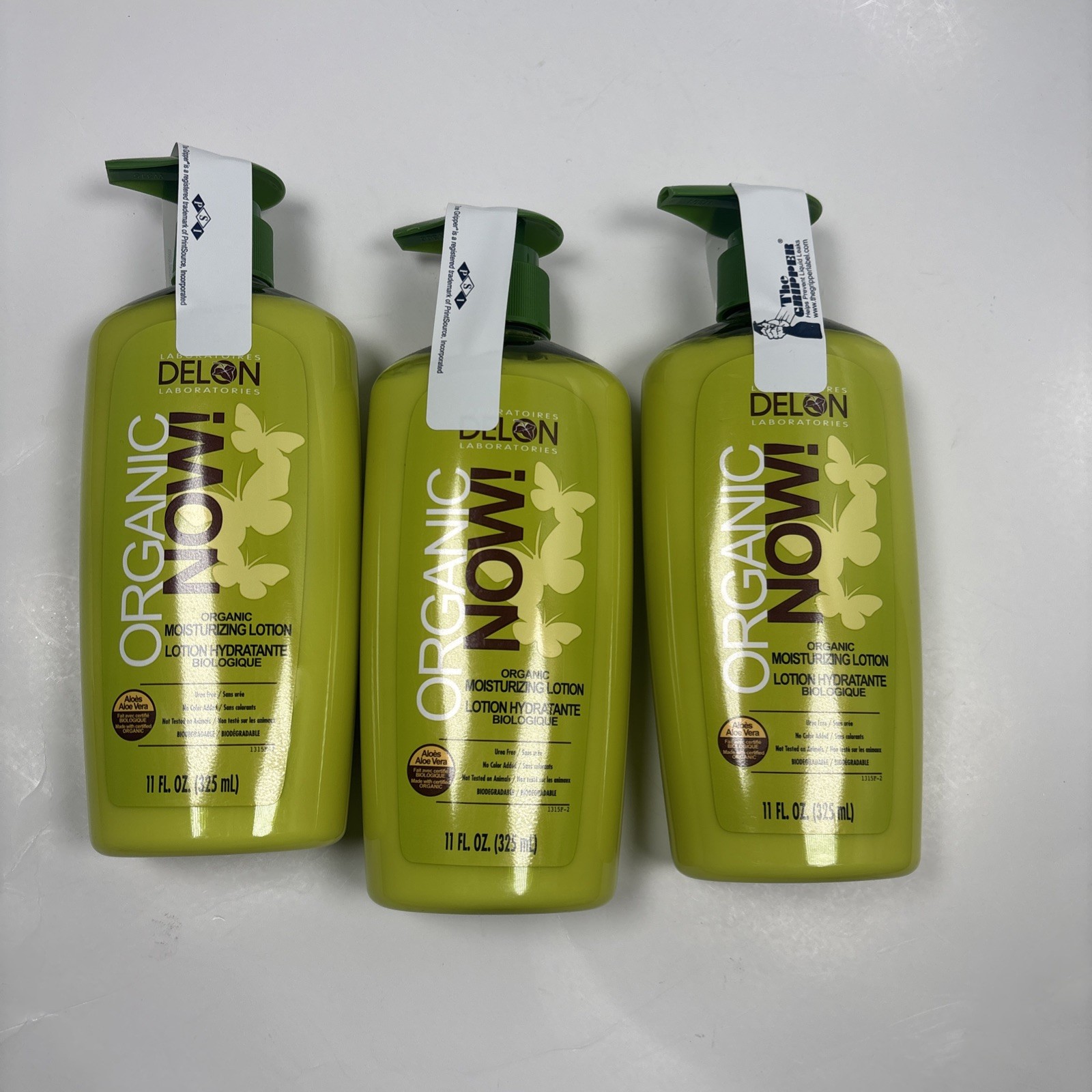 3 New Delon ORGANIC Now MOISTURIZING LOTION Aloe Vera 11 Fl 