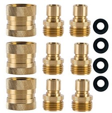 Garden Hose Quick Connect Brass Fittings 3/4 GHT 9 Piece Set For Watering
