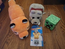 Minecraft Lot x5 Food Mode Dennis Plush Fox Creeper Head LED Hot Wheels Minecart