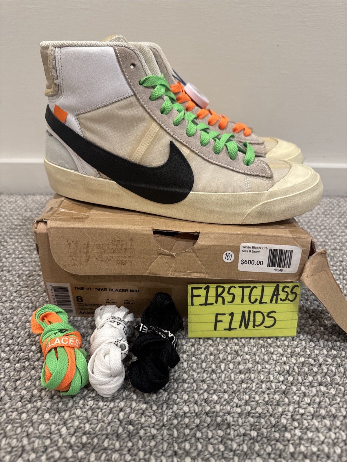 OFF WHITE X NIKE Nike Off White x Blazer Mid The Ten AA3832 100% autentiche taglia 8