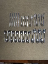 Crestmark Japan Stainless Steel Midcentury Modern Flatware 35pc Mixed Lot~MCM