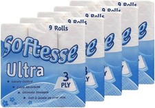 45 x Softesse Tissue Paper Roll Ultra Luxury Quilted Extra Absorbent 3ply