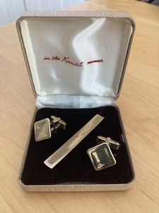 Vintage “In the Karat Manner” Cufflinks Tie Bar/Clip Set