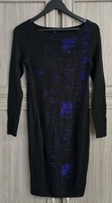 Elie Tahari Design Nation Womens Dress Sz S Black Purple Fitted Sweater Knit