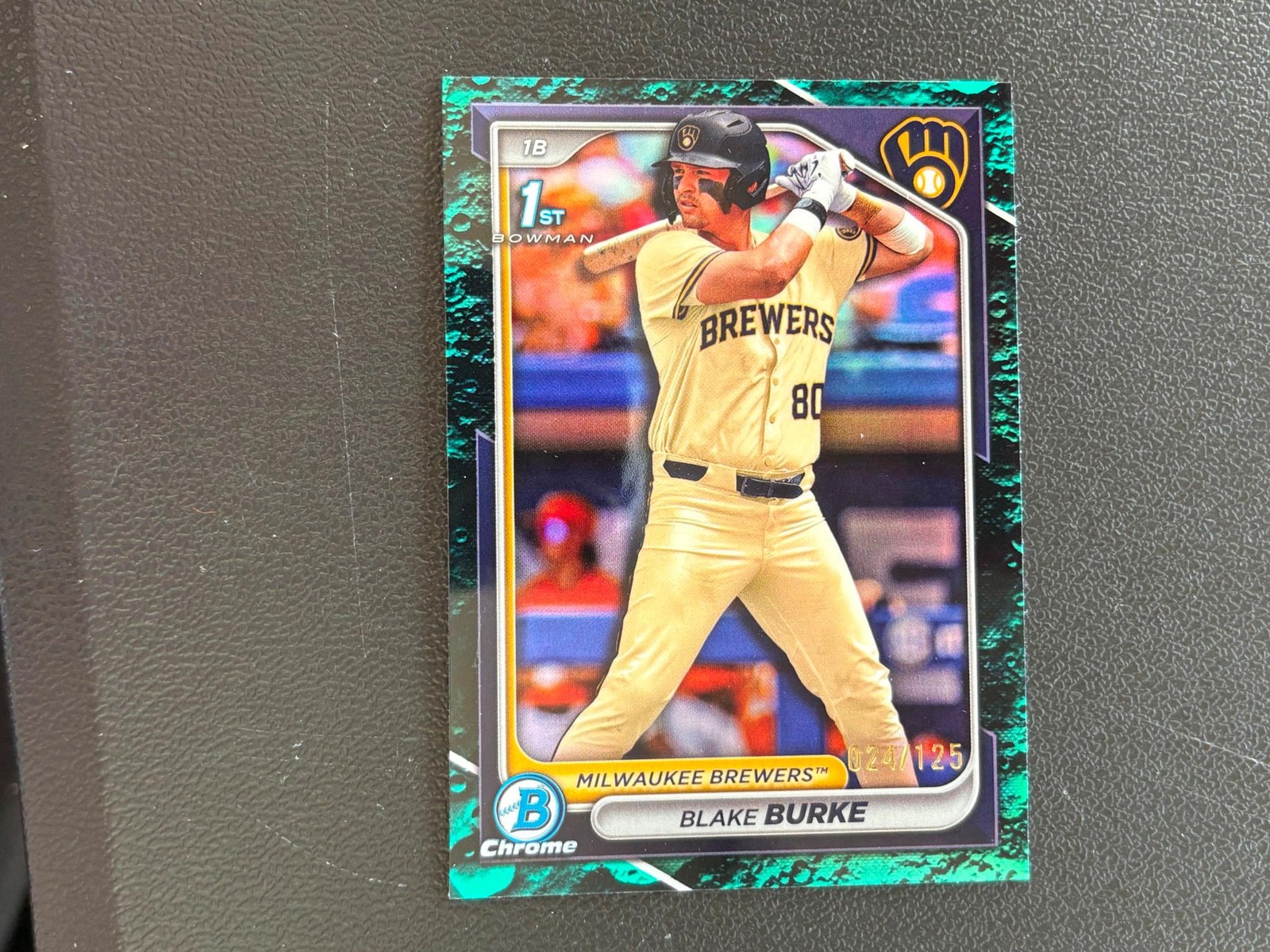 Blake Burke 2024 Bowman Chrome 1st Aqua Lunar Refractor Brewers 24/125 E93