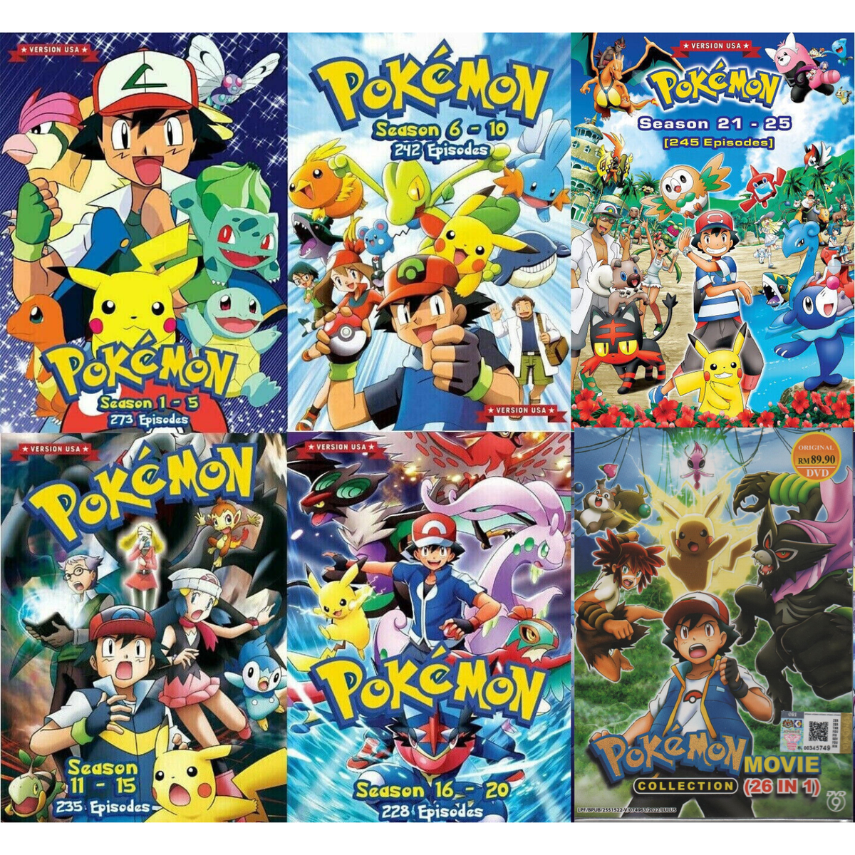 ポケモン海外版DVD ９シーズン分セット（54 DVDs） Pokemon Series Boxset Complete Season 1-25+ 26 Movies DVD English