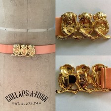 Vintage 1973 Mimi Di N 3 Monkey Peach Leather Belt Hear See Speak No Evil
