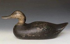 Antique 16L Mason Black Duck: Snakey Head Challenge-Grade Decoy, c.1905-1910