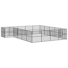 Dog Playpen Black Galvanized Steel Large Heavy Duty Dog Playpen vidaXL